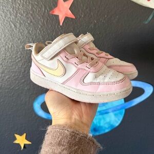 NIKE Toddler Court Borough Low Pink White Sneakers
